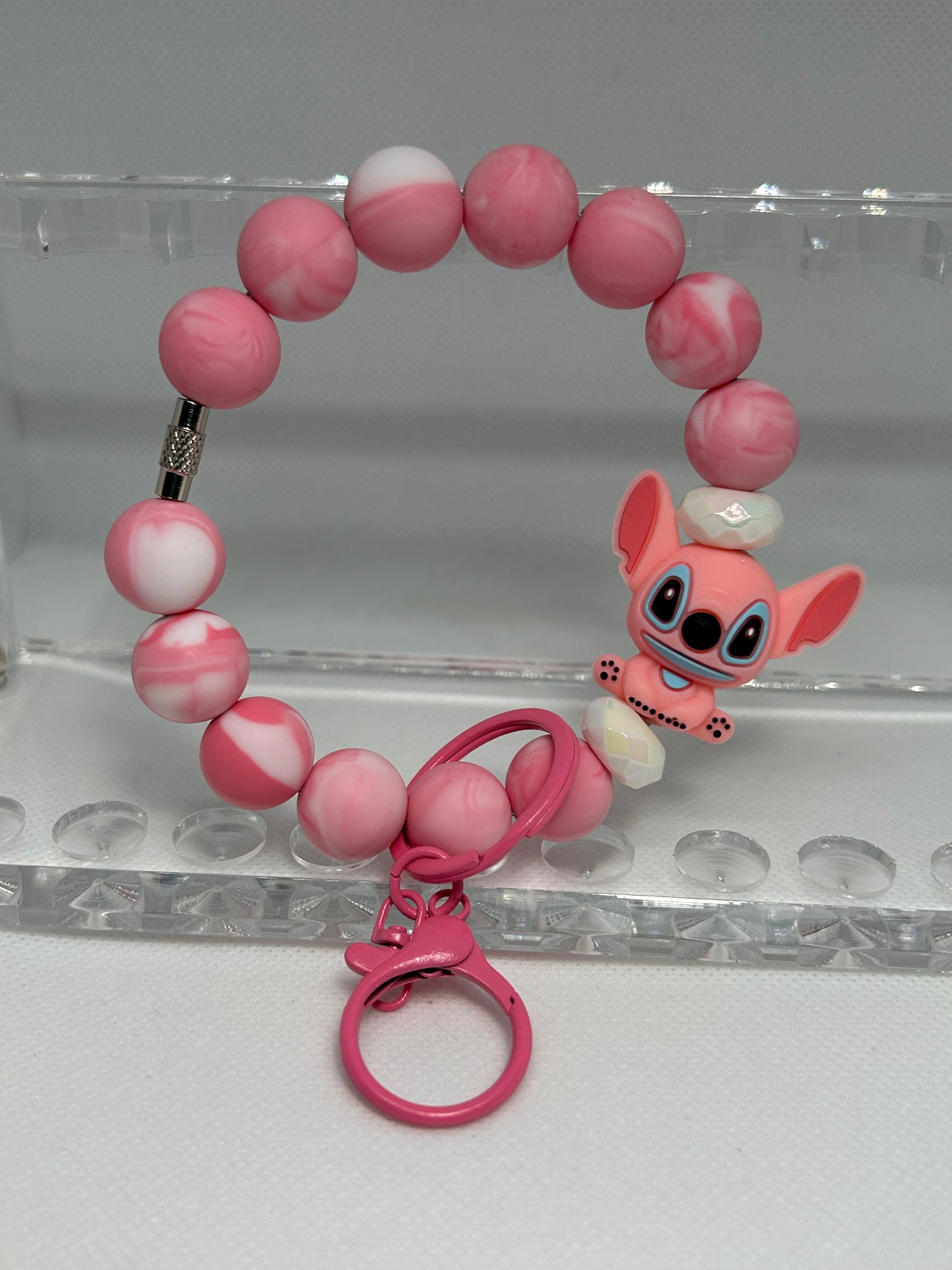Pink Stitch Wristlet Keychain