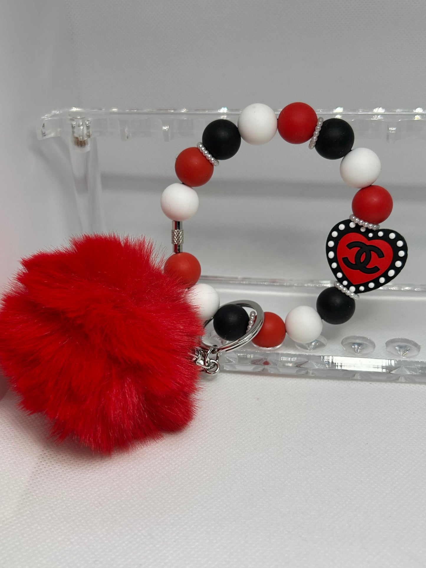 Red CC Wristlet Keychain