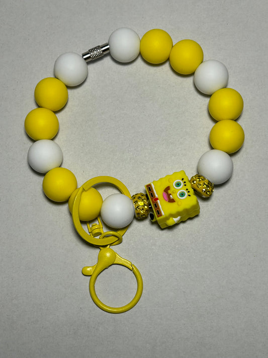Yellow SpongeBob Wristlet Keychain